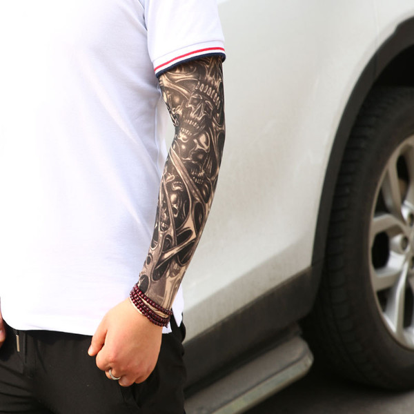 Tattoo Sleeve Flower Arm Sleeve Seamless Summer Sunscreen Gloves Tattoo Stitched Outdoor Riding Ice Sleeve