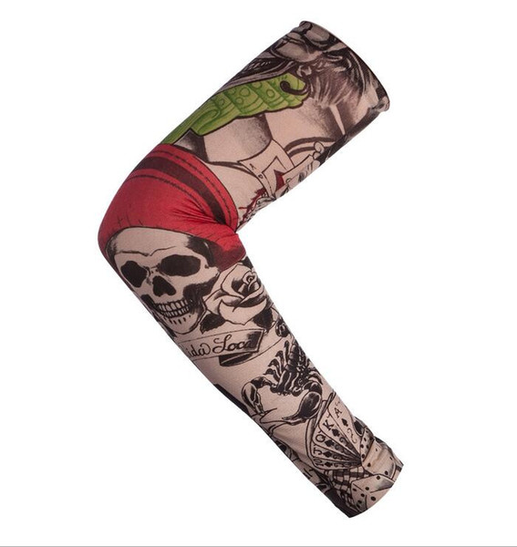 Wholesale Outdoor Sport Anti-UV Fake Tattoo Sleeves Motorcycle Hiking Arm Protective Warm Stocking Sleeves Temporary Tattoo