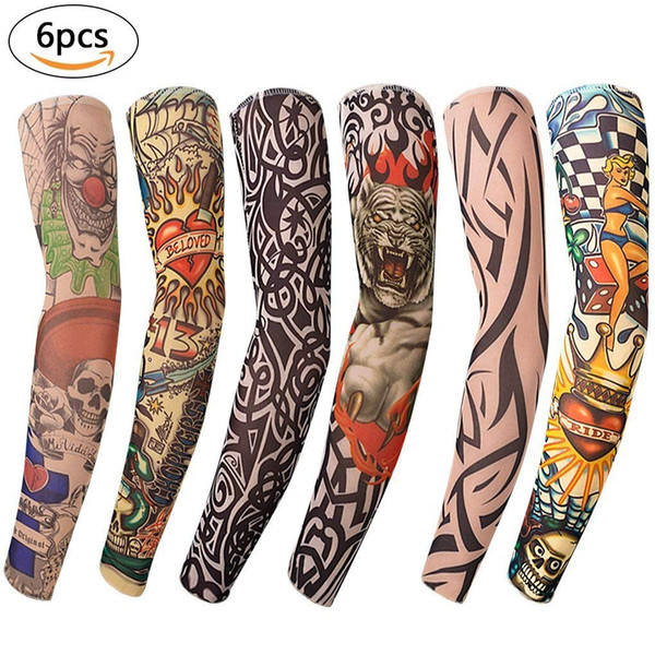 Nylon Fake Temporary Tattoo Sleeves Body Art Arm Stockings Slip Accessories Halloween Tattoo Soft for Men Women