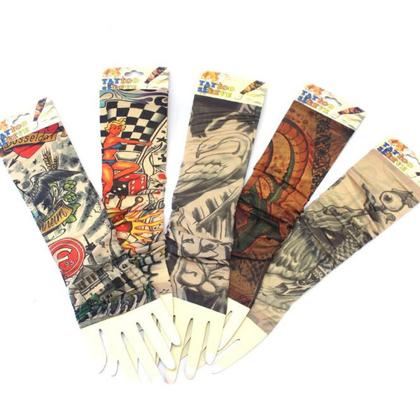 Multi Style Elastic Fake Eemporary Tattoo Sleeves Designs Body Arm stockings tatoo for cool men women Free shipping