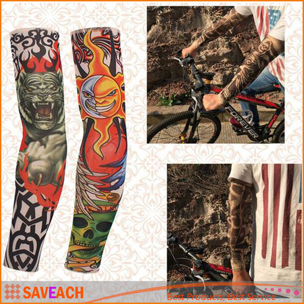 2016 New Arrival Nylon elastic Fake tattoo sleeve mixed designs body art Arm stockings tattoo for cool men women