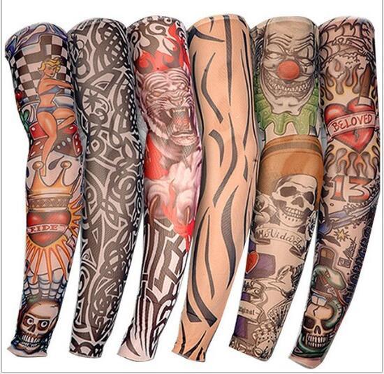 2019 Newest 100% Nylon Elastic Fake Temporary Tattoo Sleeve Designs Body Arm Stockings Tattoo DHL Free