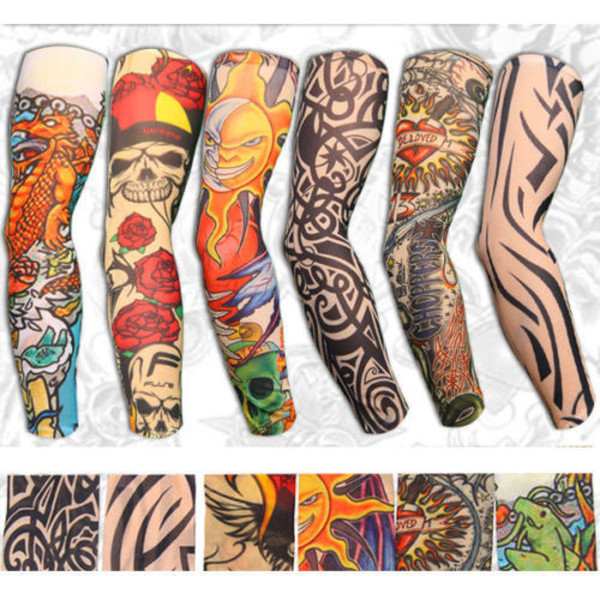 6PC Hot Sale Style Unisex Women Men Temporary Fake Slip On Tattoo Arm Sleeves Kit Colletion Halloween