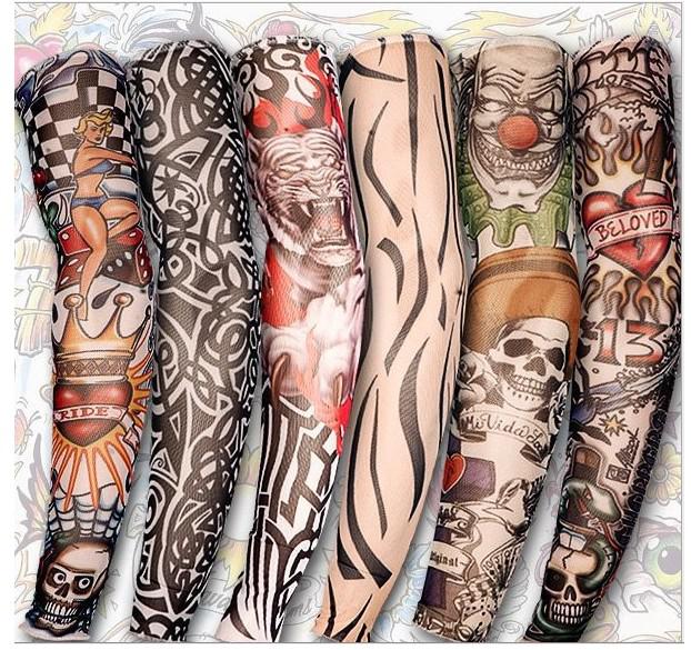 Wholesale - 140 Style Nylon Stretchy Fake Tattoo Sleeve Arms Fancy Dress Costume