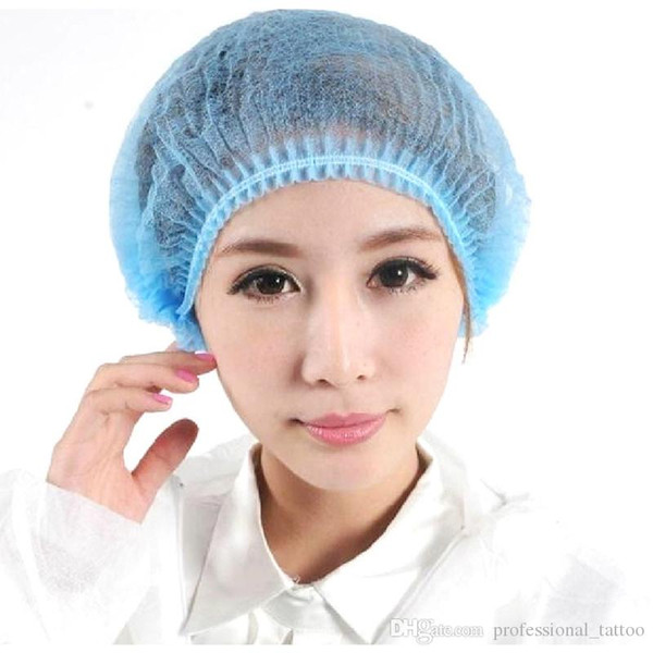 100PCS permanent makeup caps Sterile hat microblading accesories for eyebrow tattooing Disposable Hair Shower Cap Blue