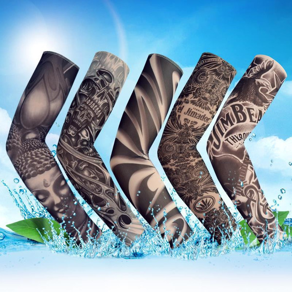 Unisex Tattoo Sleeves Summer Elastic UV Protection Cool Printed Sun-proof Tattoo Glove Punk Fake Temporary Tattoo