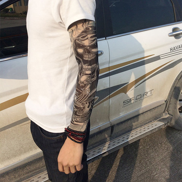 Fashion Elastic Tattoo Sleeves Riding UV Care Cool Printed Sun-proof Arm Protection Glove Fake Temporary Tattoo for Men Women