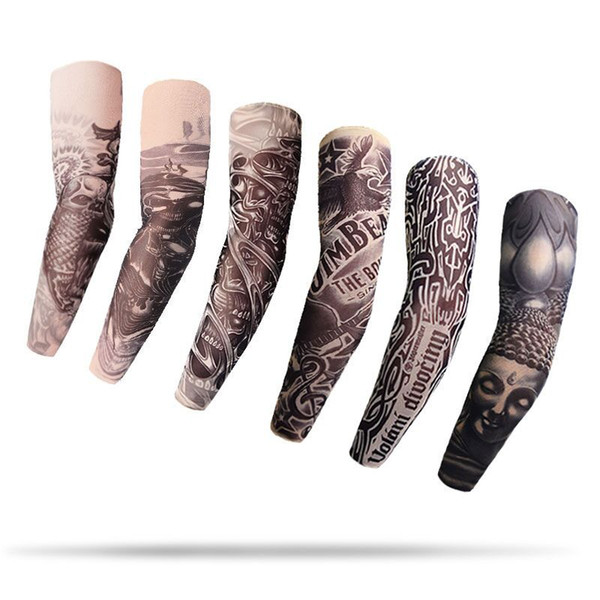 50pcs tattoo sleeves Multi styles arm wearmers cycling protective Cool Anti UV Arm Stockings Tattoo Wears Fishing Driving Sleeves Designs