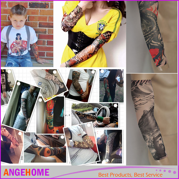 Nylon Elastic Fake Tattoo Sleeves Designs Anti UV Arm Stockings Tattoo Wears Fishing Driving Sleeves Unisex 150 kinds of styles