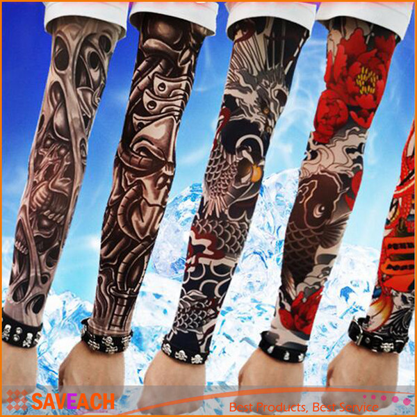 Free shipping! New 180 kinds of styles Nylon Stretchy Fake Tattoo Sleeves UV basketball Arm Sleeves Body Art