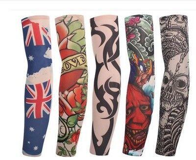 elastic Fake temporary tattoo sleeve designs body Arm stockings tatoo for cool men women 78 Styles