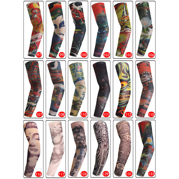 Unisex Elastic Nylon Temporary Fake Tattoo Sleeves Women Men Outdoor Sport Arm Protection Stockings 3D Art Designs