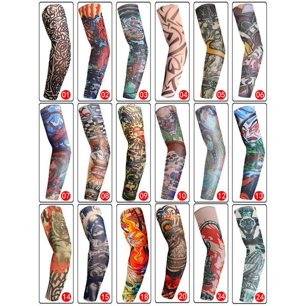 Fashion Vogue Women Men Unisex Tattoo Sleeves Outdoor Sport Cycling Hiking Sunscreen Arm Protection Stocking Temporary Fake Tattoo