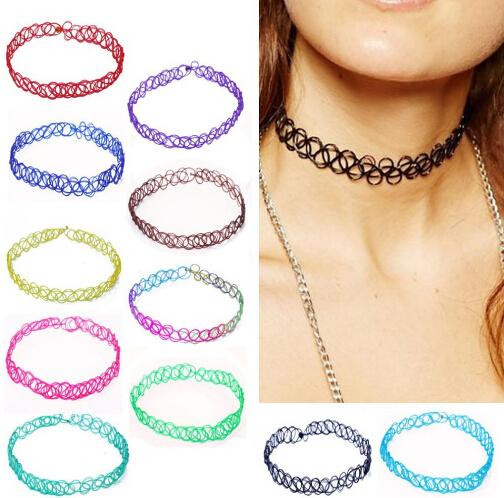 New Collares Vintage Stretch Tattoo Choker Necklace For Women Punk Retro Gothic Elastic Pendants Necklaces