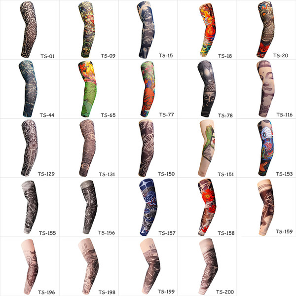 50PCS Women Men Outdoor Sport Cool Arm Protection Fake Tattoo Unisex Elastic Temporary Tattoo Sleeves Stretch Arm Stockings Anti-UV