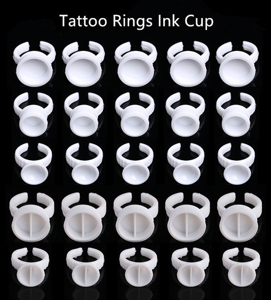 200pcs Disposable Finger Permanent Makeup Microblding Pigment Ring Cup Divider Tattoo Ink Holder Size S/M/L