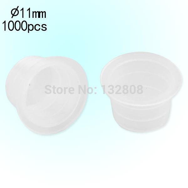 Wholesale-1000pcs Medium White Plastic Tattoo Ink Pots Clean Pigment Holder Cup Cap Free Shipping