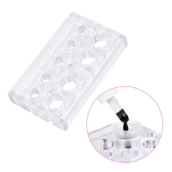 16 Holes Rectangle Acrylic Tattoo Ink Cup Clear Crystal Permanent Makeup Pigment Cups Caps Storage Container Rack Holder Stand