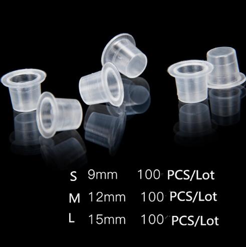 100Pcs Plastic Microblading Tattoo Ink Cup Cap Pigment Clear Holder Container S/M/L Size For Needle Tip Grip Power Supply