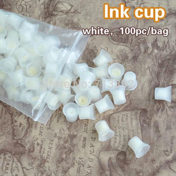 Wholesale-100pcs/bag Professional Permanent Makeup Ink Pigment Cups with Sponge