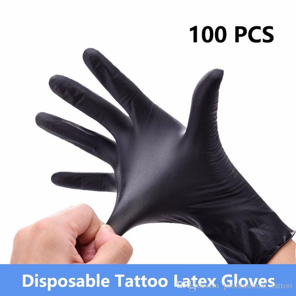 100 pcs High Quality Tattoo & Body Art Black Disposable Tattoo Latex Gloves Available Size Accessories Free Shipping Tattoo