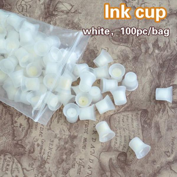 100pcs White Tattoo Permanent Makeup Pen Machine Accessories Ink Pigment Holders Caps With Sponge Supply For Pigment/Ink