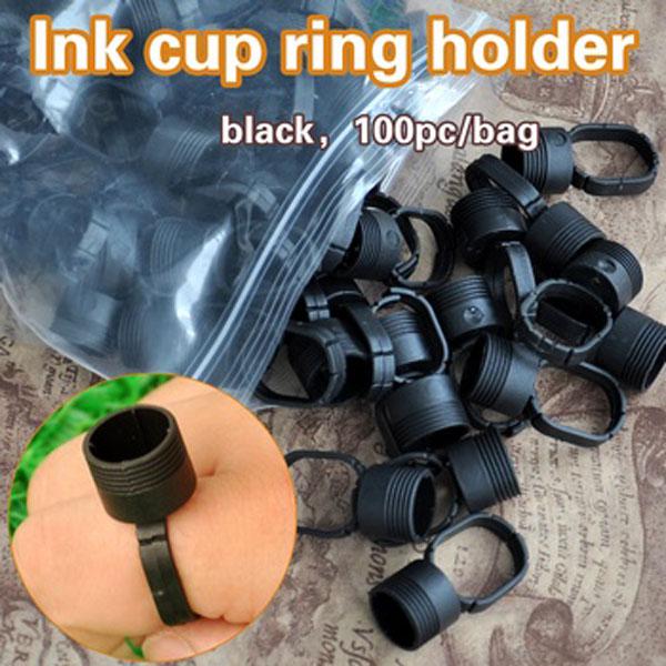 100pcs White/Black Tattoo Eyebrow Ink Rings Permanent Makeup Machine Accessories Ink Pigment Caps Holders Rings