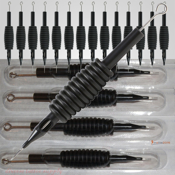 Disposable Tattoo Needle and Tube with 19mm Grip and F M Magnum Flat Tip For Tattoo Gun Needles Ink Cups Grip Kits