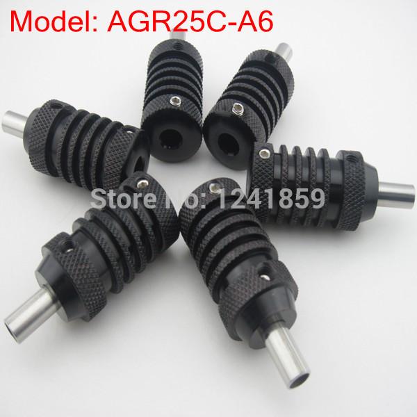 Wholesale-6PCS New 25mm Black Aluminum Alloy Tattoo Grip Tubes With Back Stem For Tattoo Machine Gun Supply AGR25C-A6#