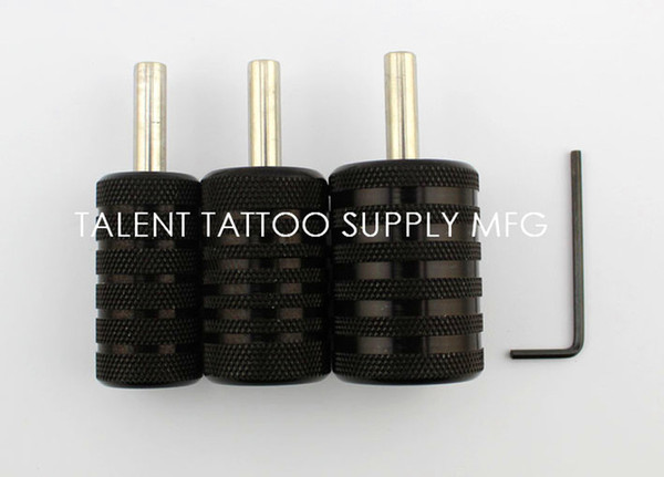 Wholesale-New Arrival Brand New Aluminum Tattoo Grips 3pcs/LOT 35mm black with Allen Wrench for Tattoo Machine Free Shipping