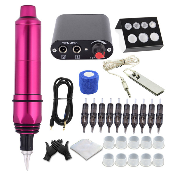 Professional Tattoo Kit Set Rotary Tattoo Machine Motor Pen Power Needles Accessories Sets without Ink Pigment kits Supply