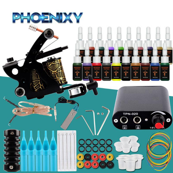 Beginner Tattoo Set Tattoo Machine Guns 20 Colors Inks Sets Black Mini Power Removable Permanent Makeup Kit