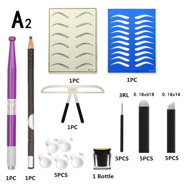 Cheap Beginner Microblading kit micro practice tattoo pigment eyebrow tattoo ink manual pen micro 0.18mm black blade needle