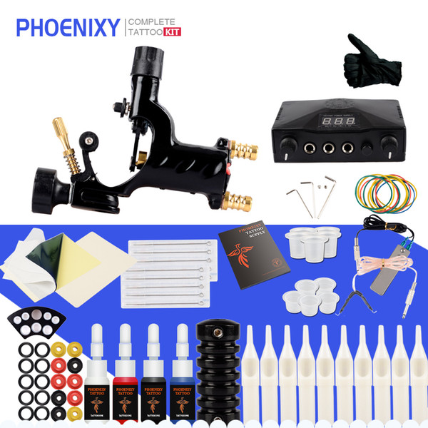 Tattoo Machine Kit 1 Rotary Machine Gun Supply Power 4 Colors Inks Pigment Needles Tattoo Accessories For Completed Set