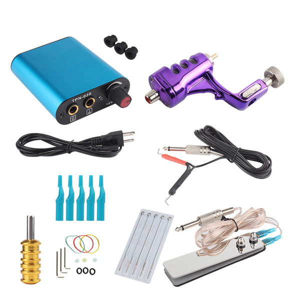 1 Set Professional Purple Tattoo Machine Power Supply Equipment Tattoo Kit For Beginner Free Shipping