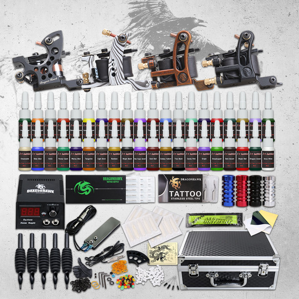 Tattoo Kit 4 Top Machine Gun 40 Color Ink Power Supply Needle Complete D139GD-11