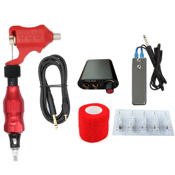 Rotary Tattoo Kit Rubber Frame Motor Machine With RCA Connector With Mini Power Supply And Mini Foot Pedal Kit