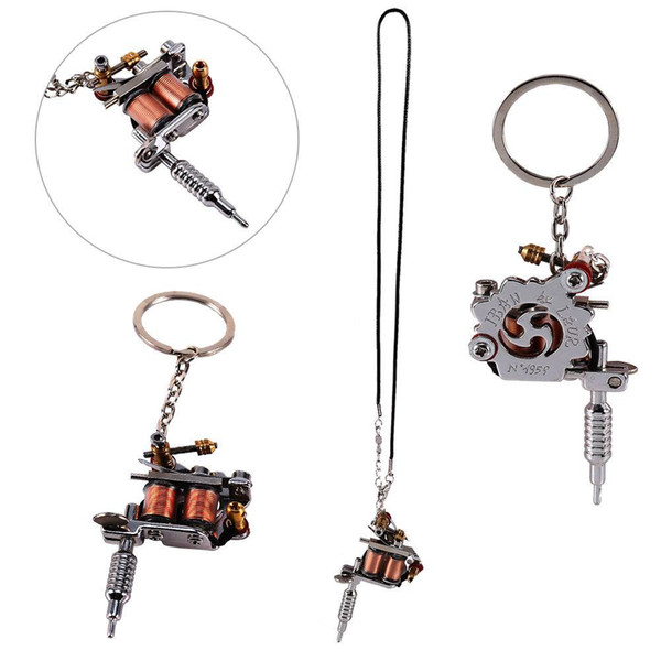 Portable Mini Tattoo Machine Tattoo Supply Gun Keychain Necklace Pendant Decor 2018 New Arrival High Quality