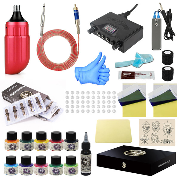 WORMHOLE BEGINNER ROTARY TATTOO MACHINE PEN COMPLETE KIT WTK001