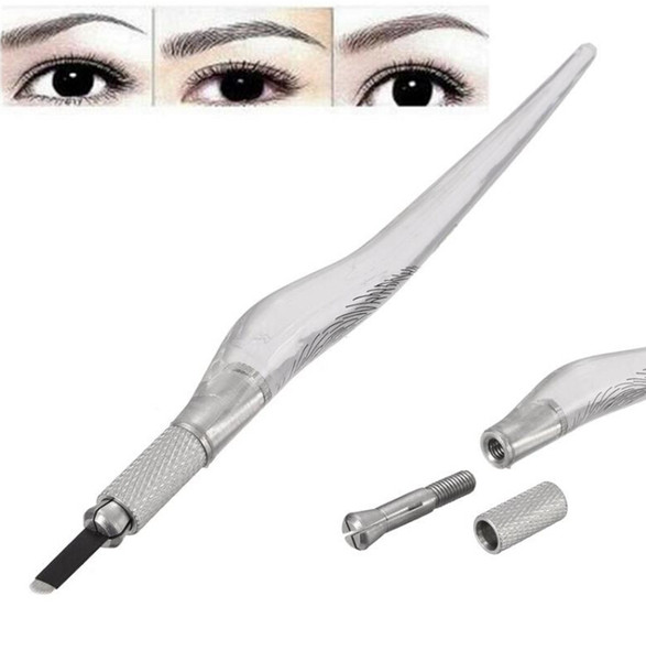 Manual Eyebrow Microblading Pen Permanent Tattoo Makeup Machine Pencil Unique Design Transparent Handle Body Art Tools