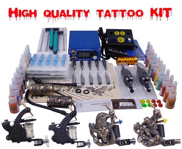 High Quality Wholesale Tattoo Kits Rotary Coil Iron Machines Guns Set for Beginners Free Shipping Power Supply Needles