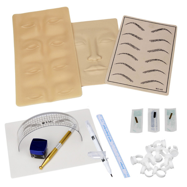 New arrival -Permanent Makeup Microblading Eyebrow Tattoo kit Pen Needle Paste Skin Ruler G61014 free shipping