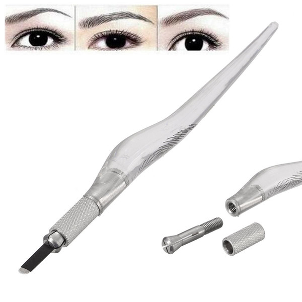 Wholesale- Manual Eyebrow Microblading Pen Permanent Tattoo Makeup Machine Pencil Unique Design Transparent Handle Body Art Tools