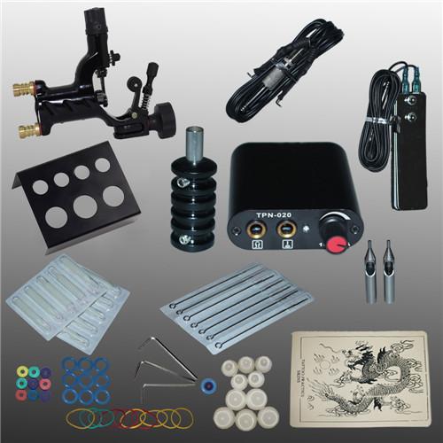 Complete Tattoo Kits Tattoo Guns Machine Black Tattoo Machine Power Supply Disposable Needle Free Shipping 1100635-1kitA