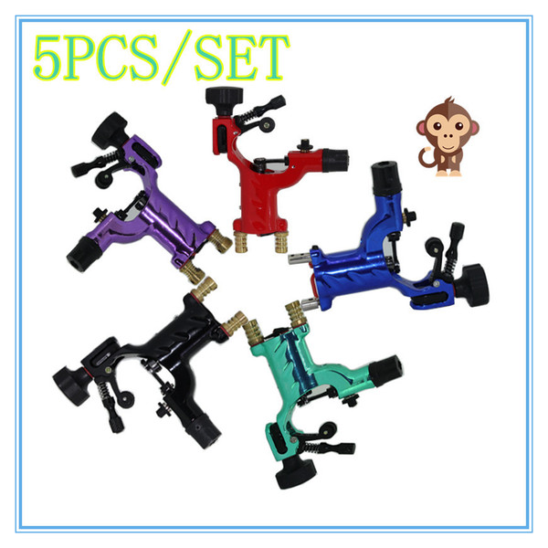 Wholesale-5pcs Dragonfly Rotary Tattoo Machine Shader & Liner Random Color Assorted Tatoo Motor Gun Kits Supply For Artists