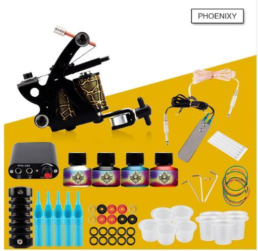 Professional Tattoo Kits Top Artist Complete Set 1 Tattoo Machine Gun Lining And Shading Inks Power Needles Supply