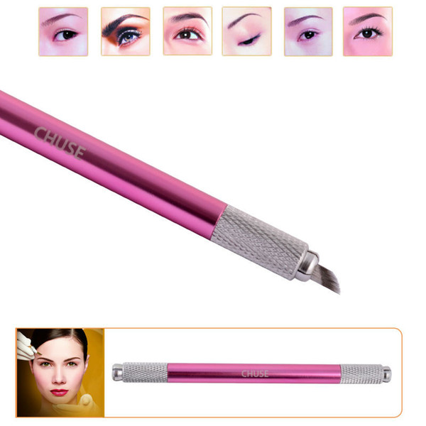 Wholesale- Wholesale 10pcs/lot Chuse M6 Top Quality Aluminum Permanent Eyebrow Makeup Manual Tattoo Pen Both Head Can Be Used Free Shipping