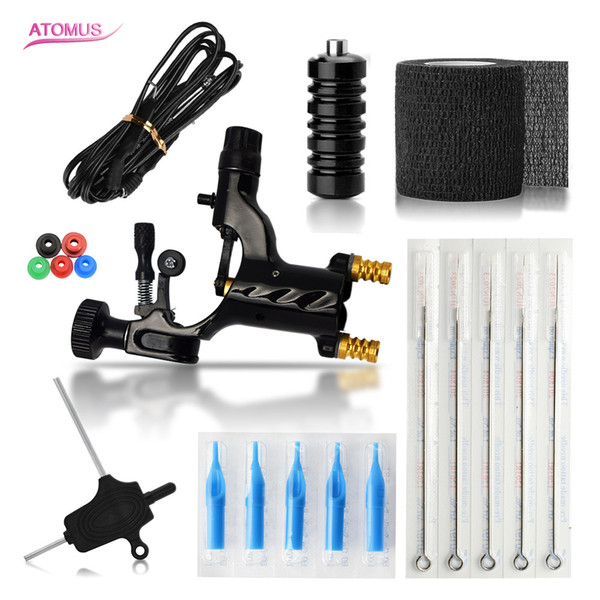 Rotary Tattoo Machine Kits Maquinas De Tatuar Rotativa Profesional Full Kit Clip Cord Tattoo Needles Muscle Tape Bandage Grip