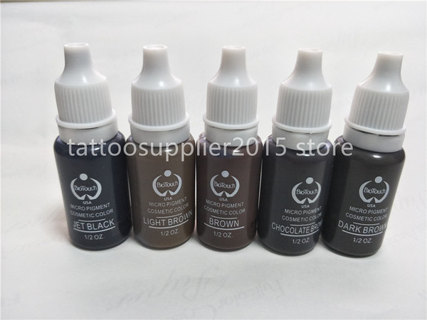 5pcs permanent makeup eyebrow micropigment biotouch tattoo ink set 15ml cosmetic paint 3d eyebrow eyeliner black brown color