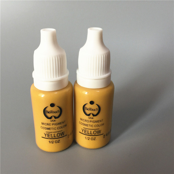 2Pcs Yellow Colors Biotouch Permanent Makeup Micro Pigment Cosmetic Manual Tattoo Ink 1/2 oz For 3D Eyebrow Eyeliner Lip